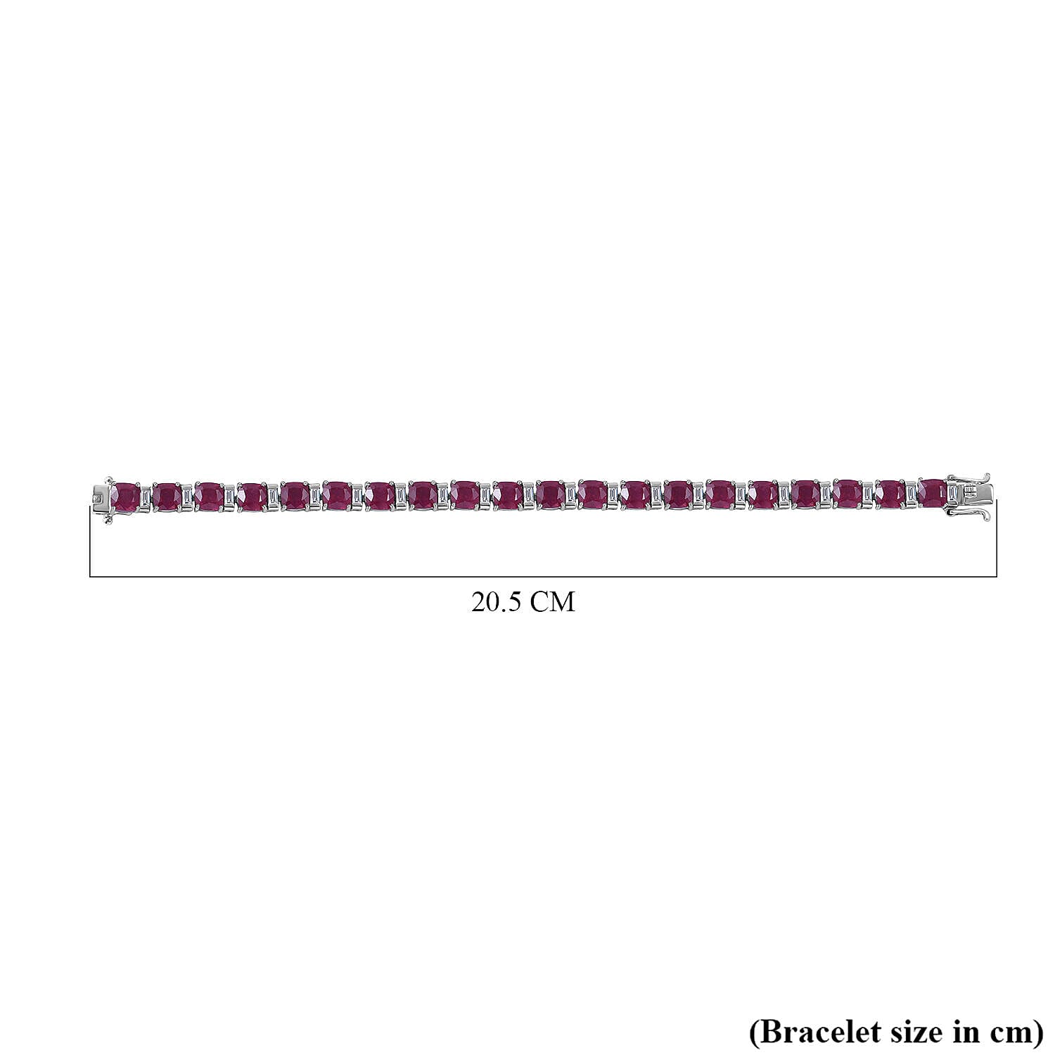 Cabo Delgado Ruby (CS 32.50 Cts) and Natural Zircon Tennis Bracelet (Size - 7.5) in Sterling Silver 36.29 Ct.