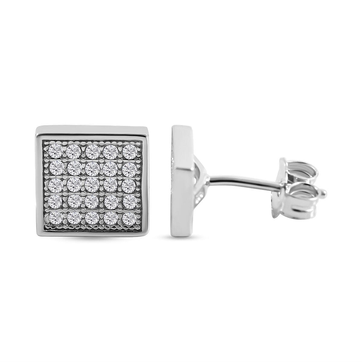 NY Close Out- CZ Earrings in Rhodium Overlay Sterling Silver