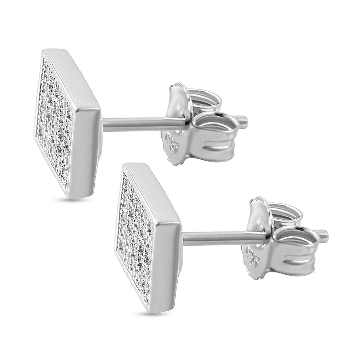NY Close Out- CZ Earrings in Rhodium Overlay Sterling Silver