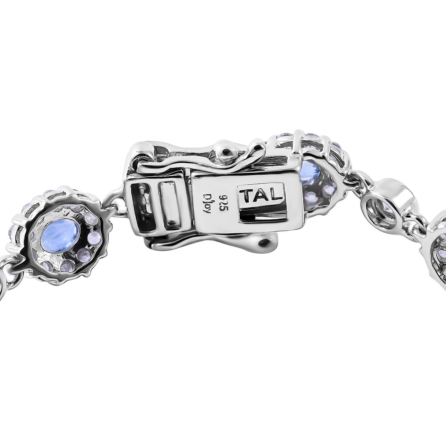 Ceylon Sapphire and Natural Zircon Bracelet (Size - 7) in Rhodium Overlay Sterling Silver 7.46 Ct, Silver Wt. 10.00 Gms