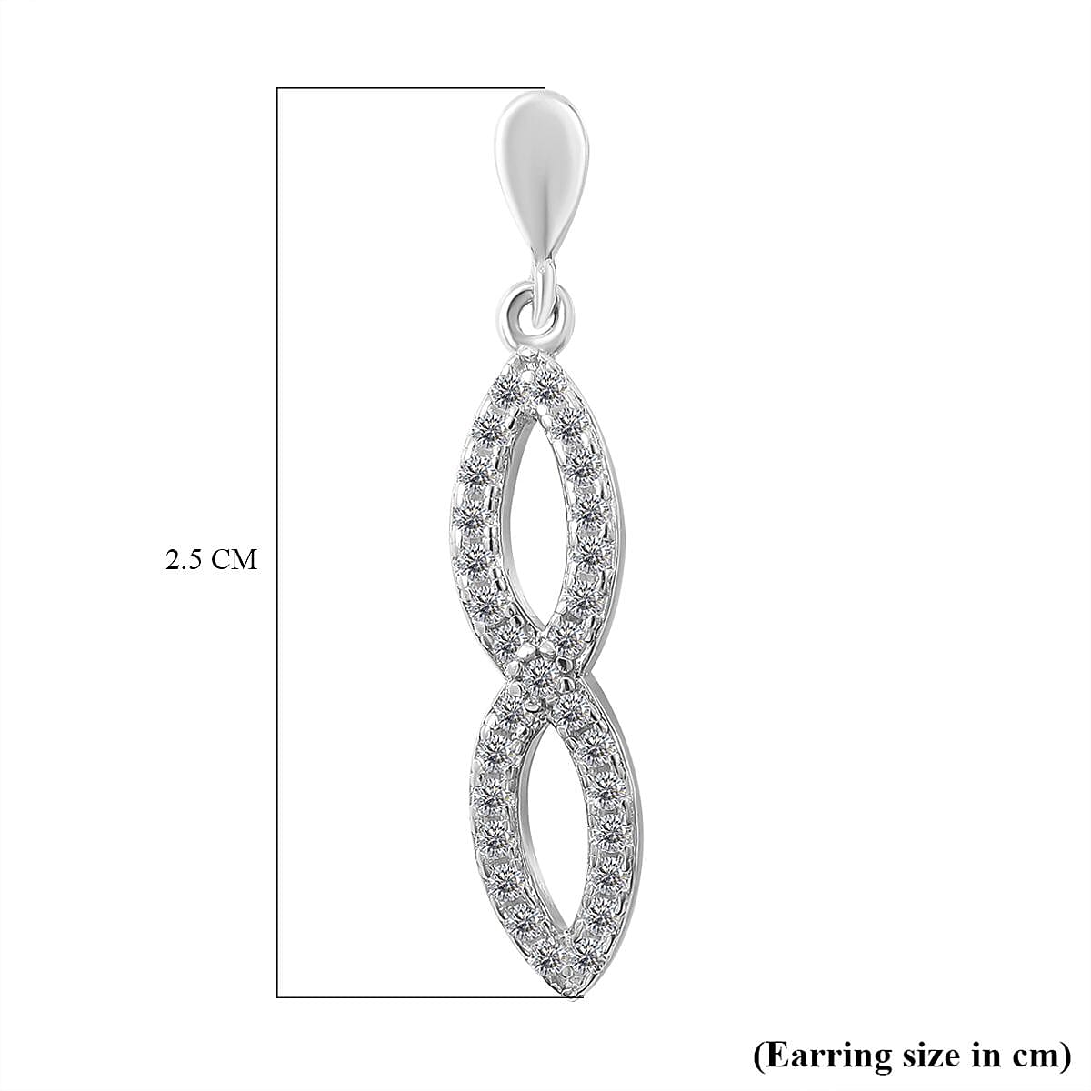 NY Closeout - CZ Earrings (with Push Back) in Rhodium Overlay Sterling Silver