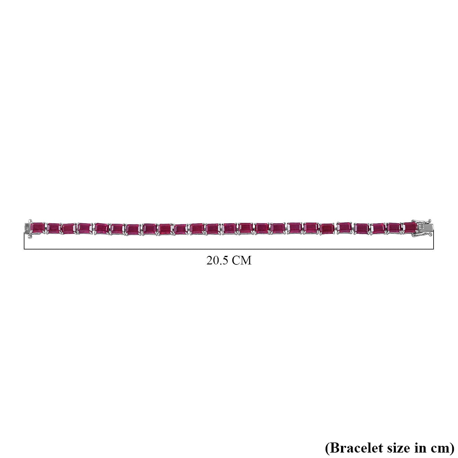 The Ultimate Ruby Tennis Bracelet (Size - 8) in Rhodium Overlay Sterling Silver 38.75 Ct, Silver Wt. 9.30 Gms