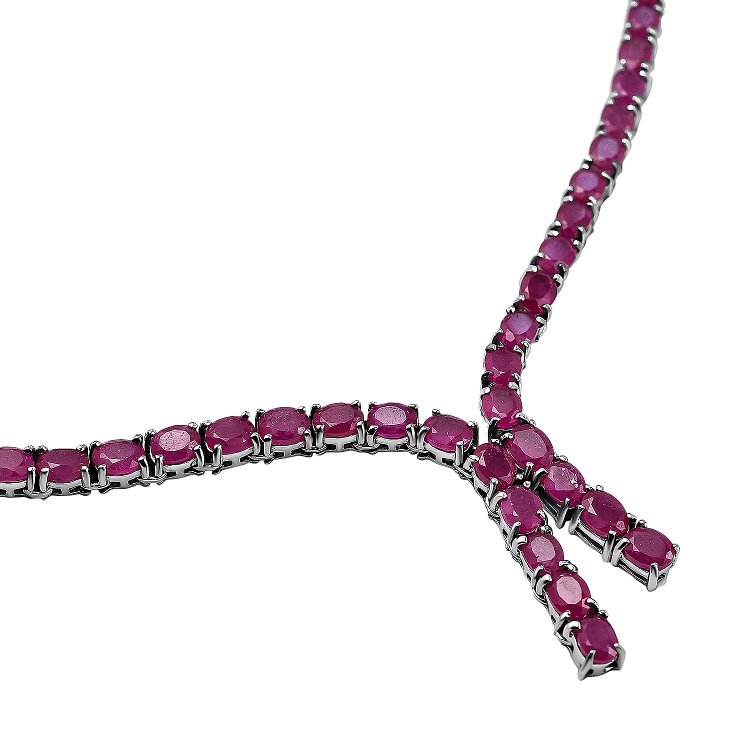 African Ruby Necklace (Size 19-2) in Rhodium Overlay Sterling Silver 10.75 Ct, Silver Wt. 7.56 Gms