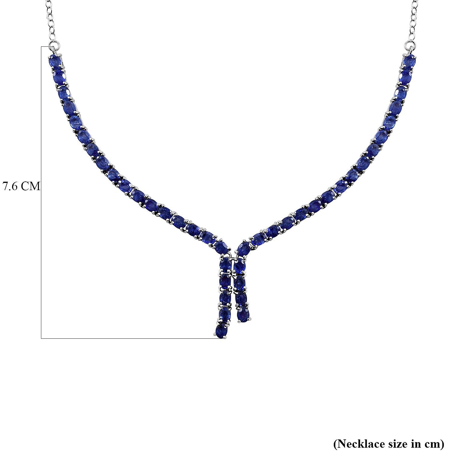 Masoala Sapphire Necklace (Size 19-2 Inch Ext.) in Rhodium Overlay Sterling Silver 10.75 Ct