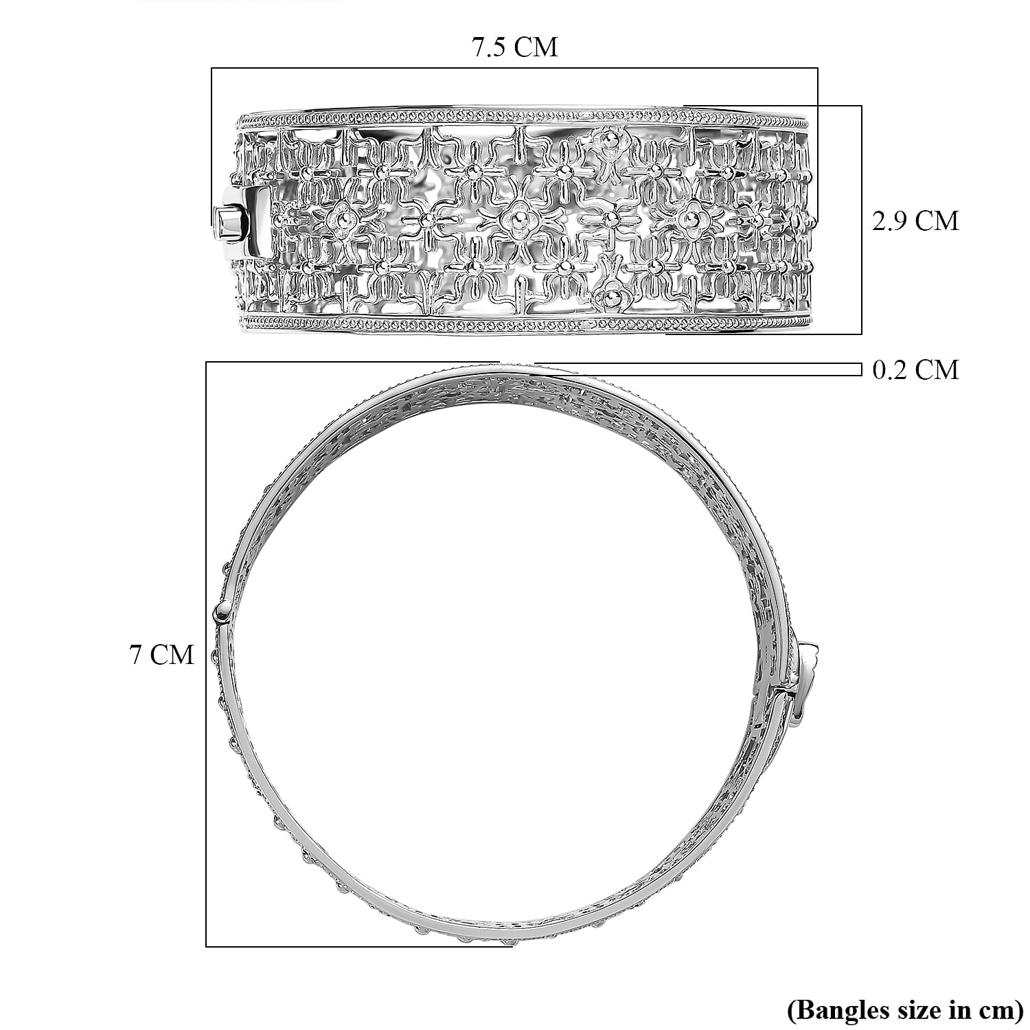 Pink Sapphire Colour Austrian Crystal Bangle (Size 7.5), Silver Wt. 38.03 Gms