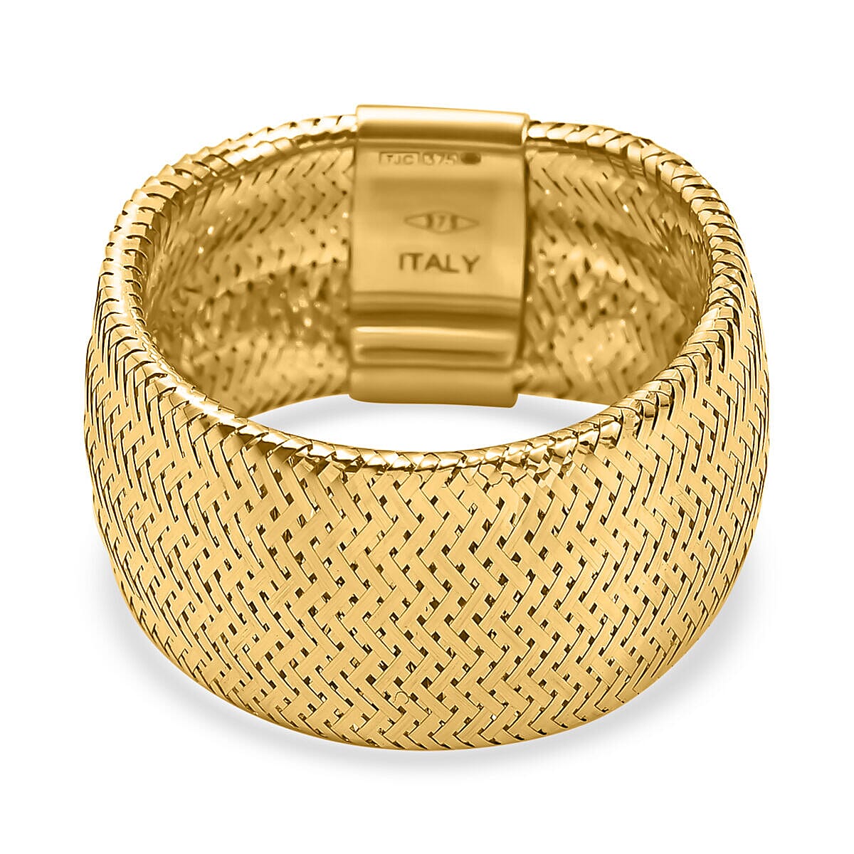 Maestro Collection - 9K Yellow Gold Stretchable Mesh Ring (Size Large) Size M - Z