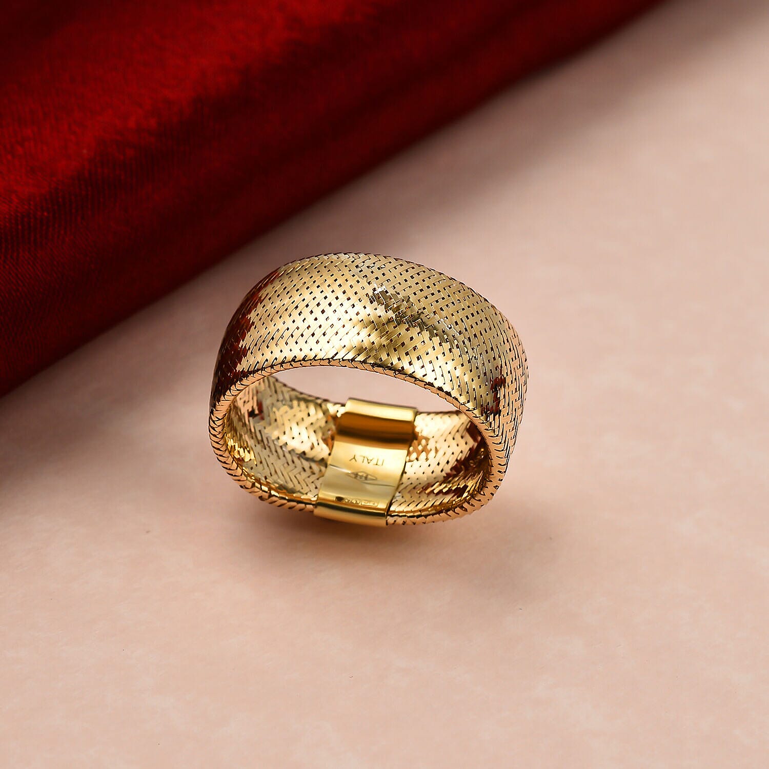 Maestro Collection - 9K Yellow Gold Stretchable Mesh Ring (Size Large) Size M - Z