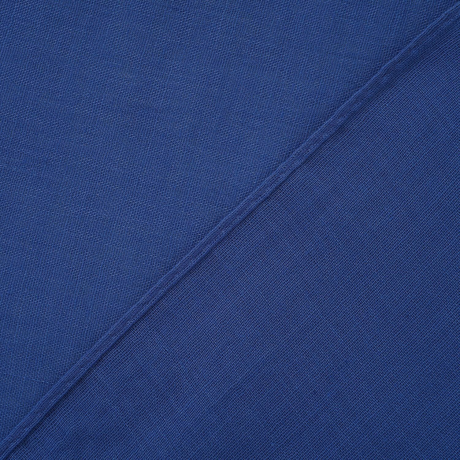 Flower Embroidered Scarf (Size 180x68 Cm) - Blue & Multi