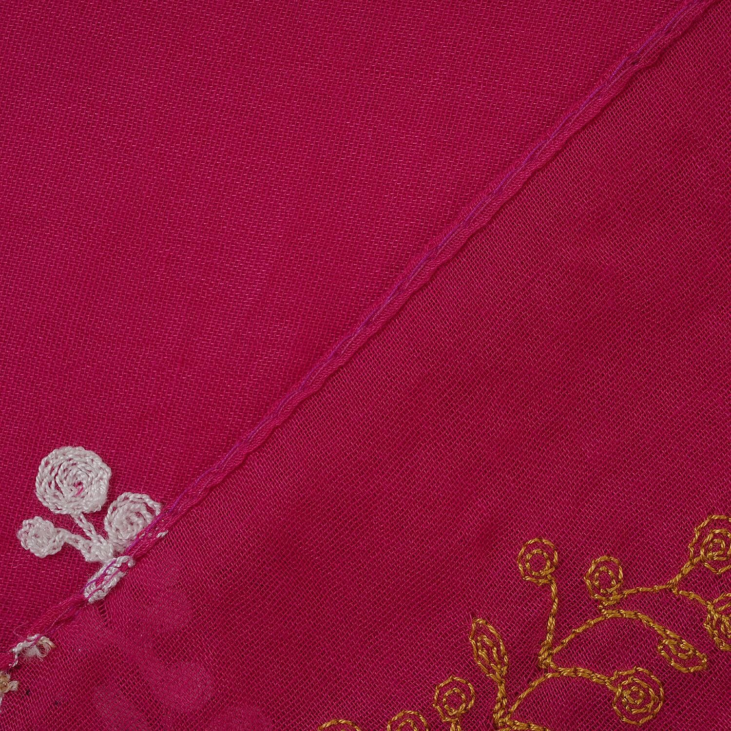 Flower Embroidered Scarf (Size 180x68 Cm) - Fuchsia & Multi