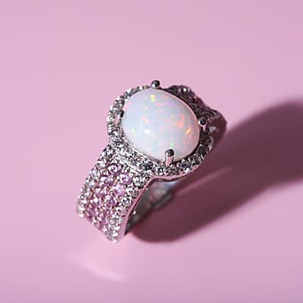 https://tjcuk.sirv.com/Products/72/5/7257092/Ethiopian-Opal-Pink-Sapphire-White-Zircon-Ring-in-Rhodium-Overlay-Ster_7257092_1.jpg?w=342&h=342
