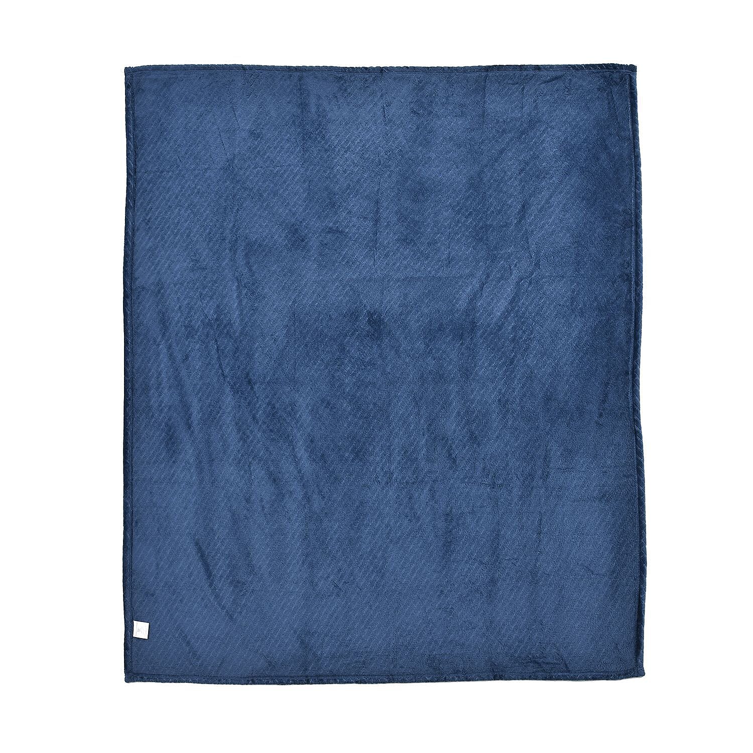 Embossed Flannel Blanket (Size 160x130 cm) - Navy