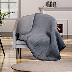 Embossed Flannel Blanket (Size 160x130 cm) - Navy