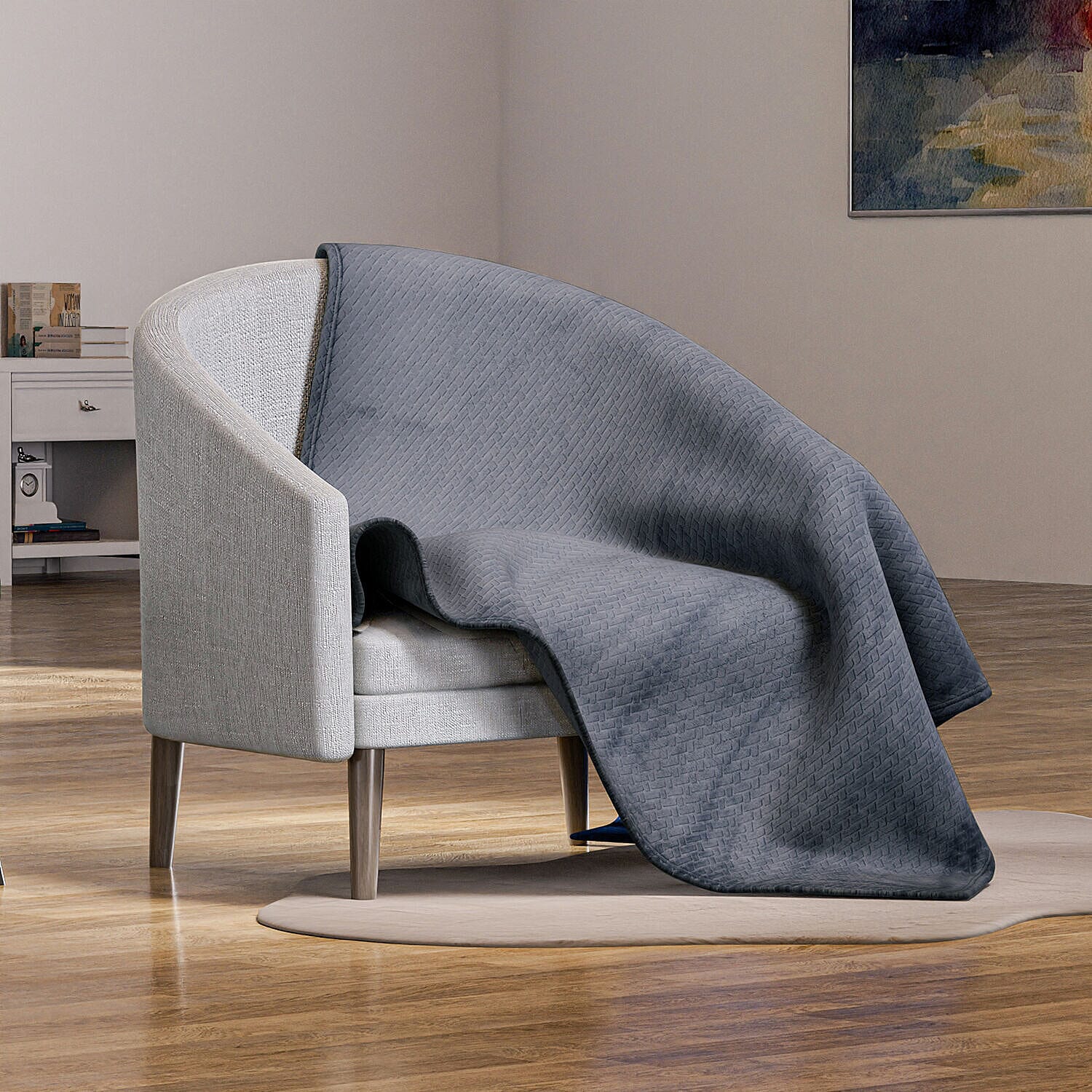 Embossed Flannel Blanket (Size 160x130 Cm) - Grey