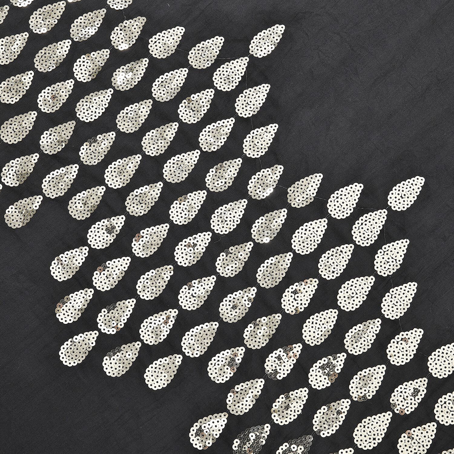 Stylish Sequin Water Drop Pattern Scarf (Size 180x68 ) - Black