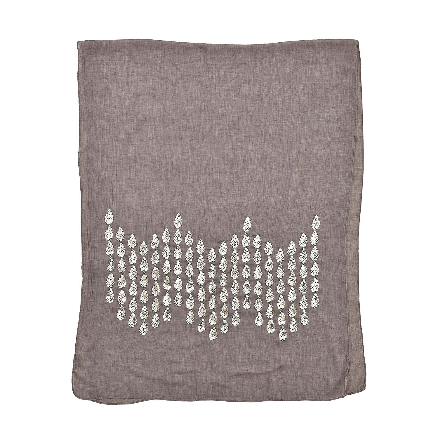 Stylish Sequin Water Drop Pattern Scarf (Size 180x68) - Coffee