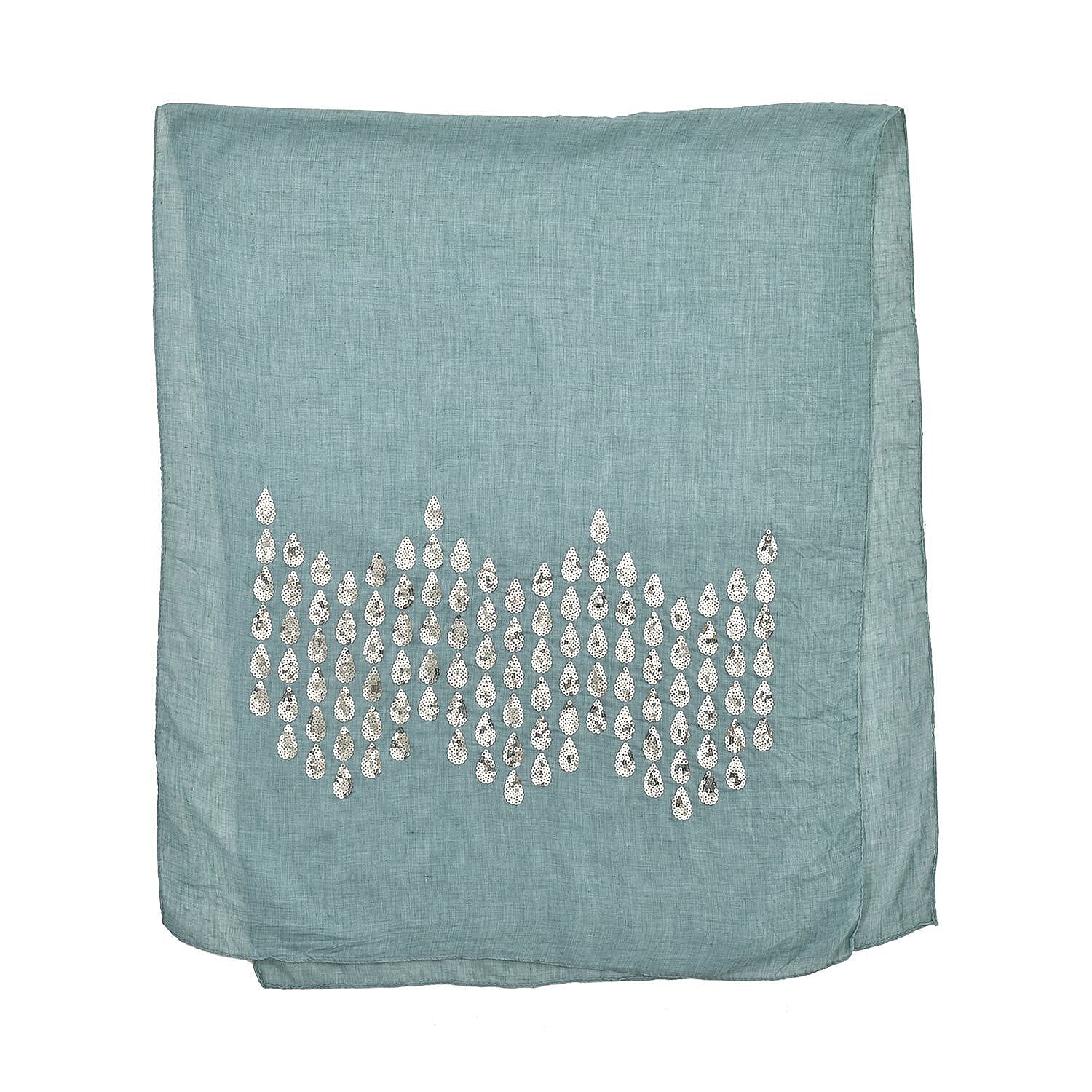 Stylish Sequin Water Drop Pattern Scarf (Size 180x68) - Green