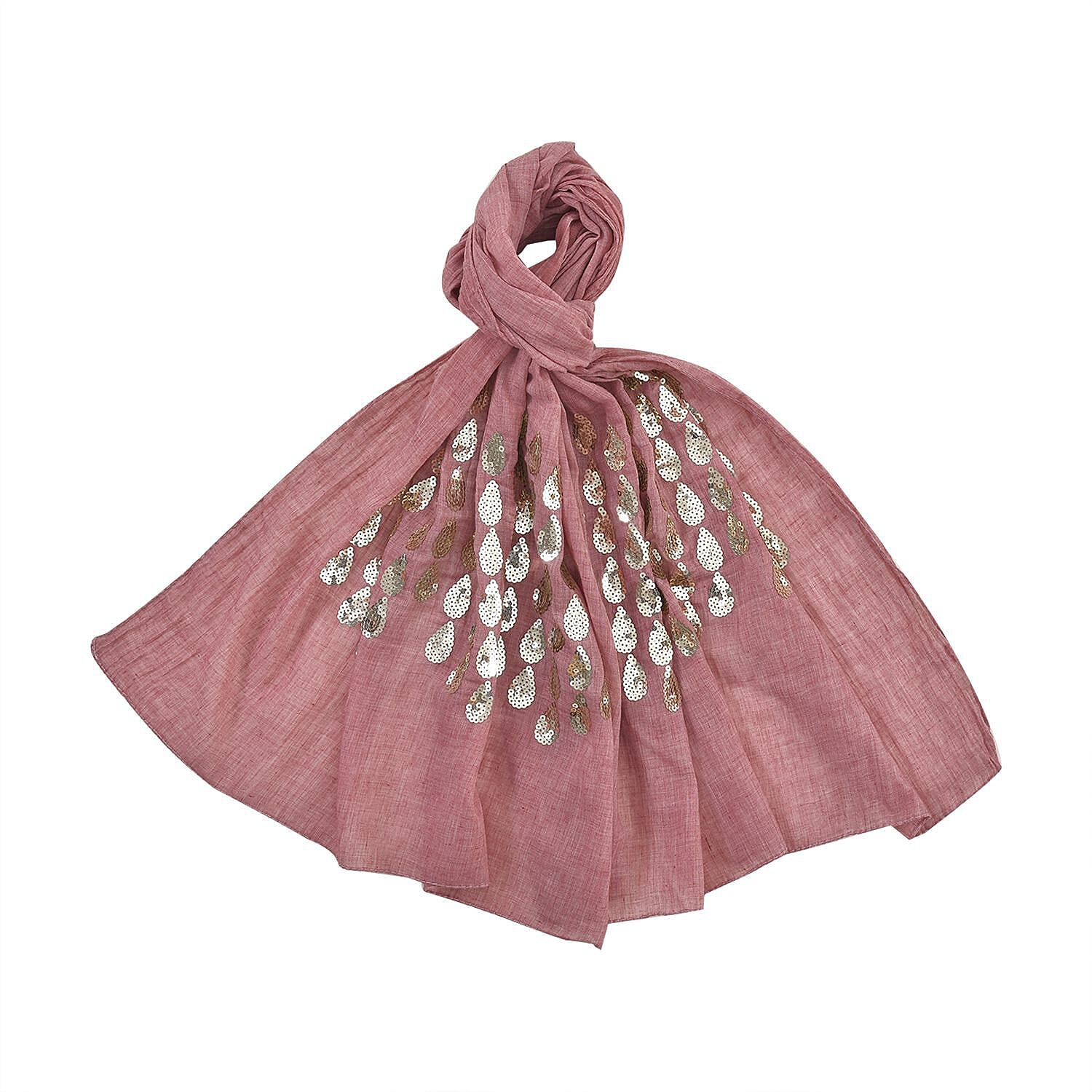 Stylish Sequin Water Drop Pattern Scarf (Size 176x73 cm) - Blush