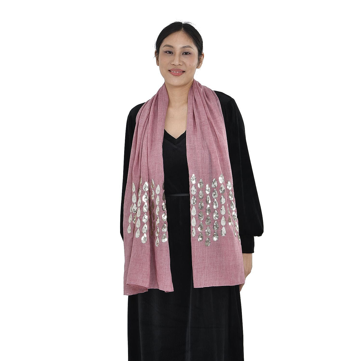 Stylish Sequin Water Drop Pattern Scarf (Size 176x73 cm) - Blush