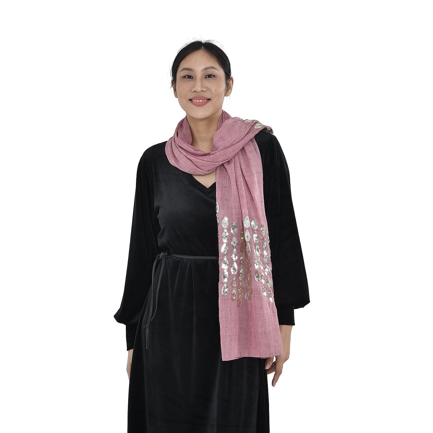 Stylish Sequin Water Drop Pattern Scarf (Size 176x73 cm) - Blush