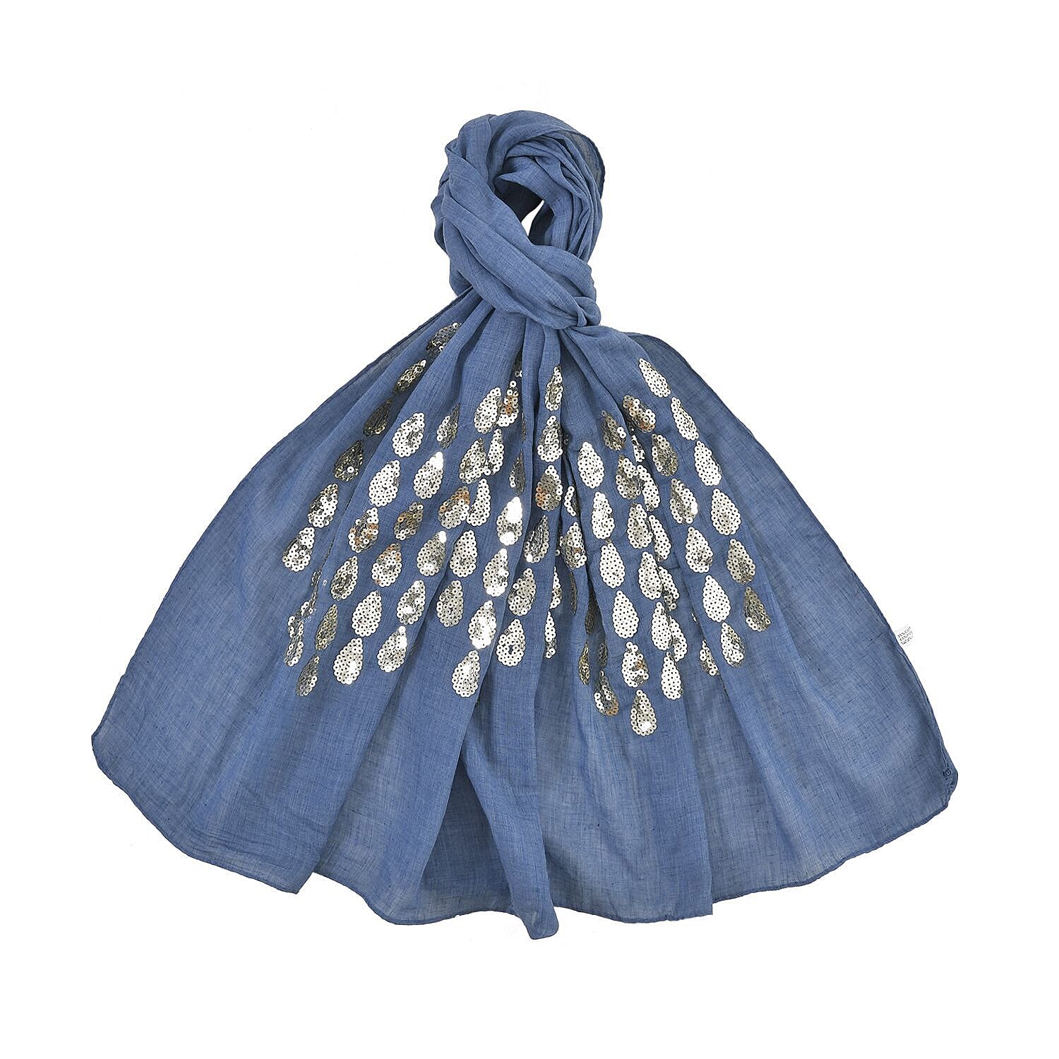 Stylish Sequin Water Drop Pattern Scarf (Size 180x68 cm) - Blue