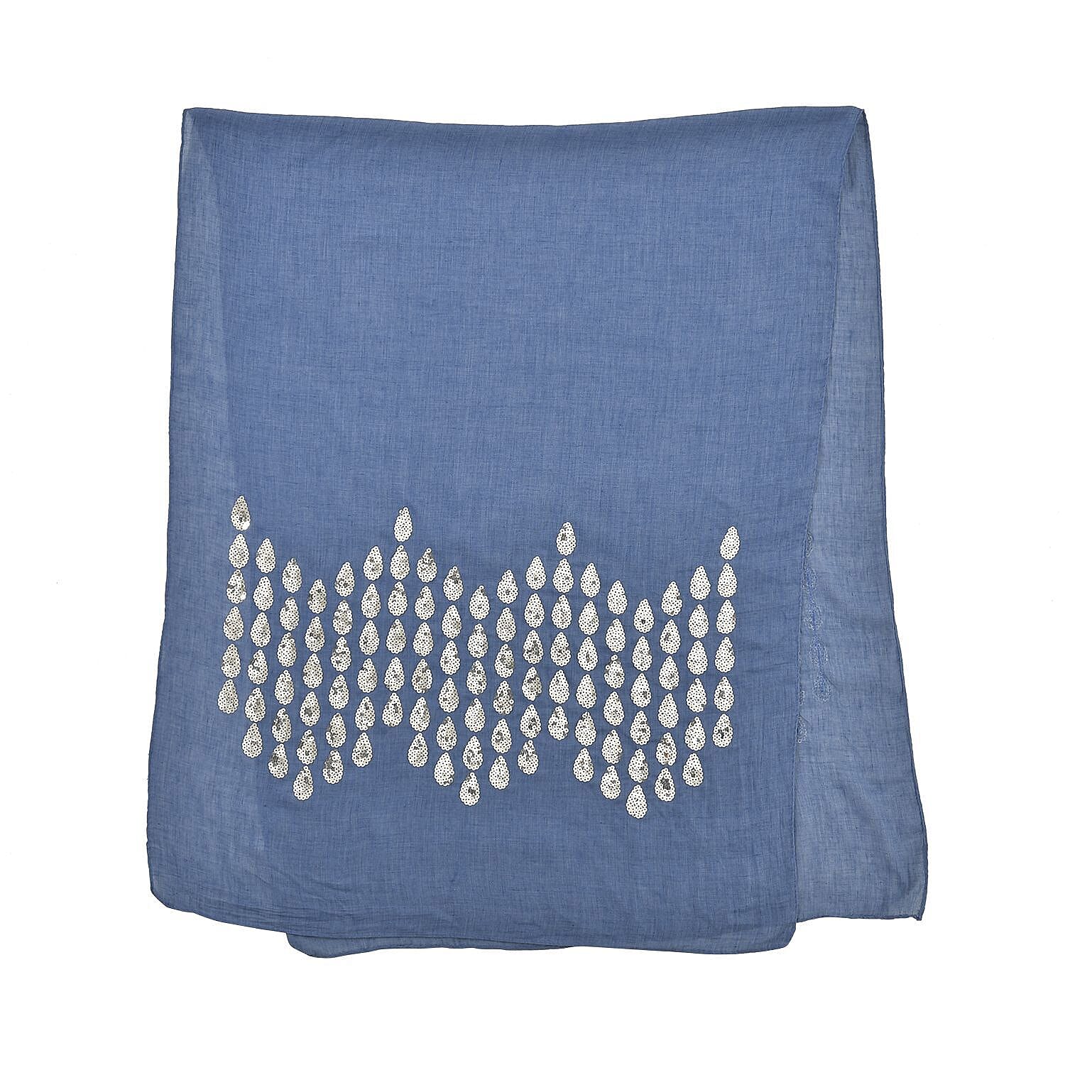 Stylish Sequin Water Drop Pattern Scarf (Size 180x68 cm) - Blue