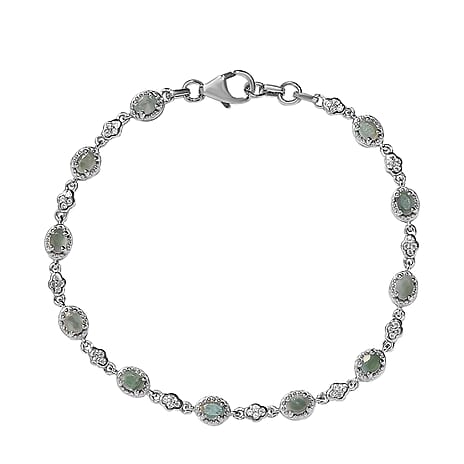 Alexandrite and Natural Zircon Bracelet (Size - 7.5) in Platinum Overlay Sterling Silver 2.51 Ct, Silver Wt. 7.60 Gms