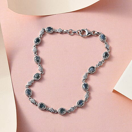 Alexandrite and Natural Zircon Bracelet (Size - 7.5) in Platinum Overlay Sterling Silver 2.51 Ct, Silver Wt. 7.60 Gms