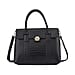 Croc Embossed Satchel Tote Bag with Shoulder Strap - Black