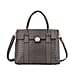 Croc Embossed Satchel Tote Bag with Shoulder Strap - Black