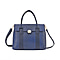 Mega Closeout Deal - Croc Embossed Fully Lined Bag with Twist Lock and Detachable Long Strap - Navy