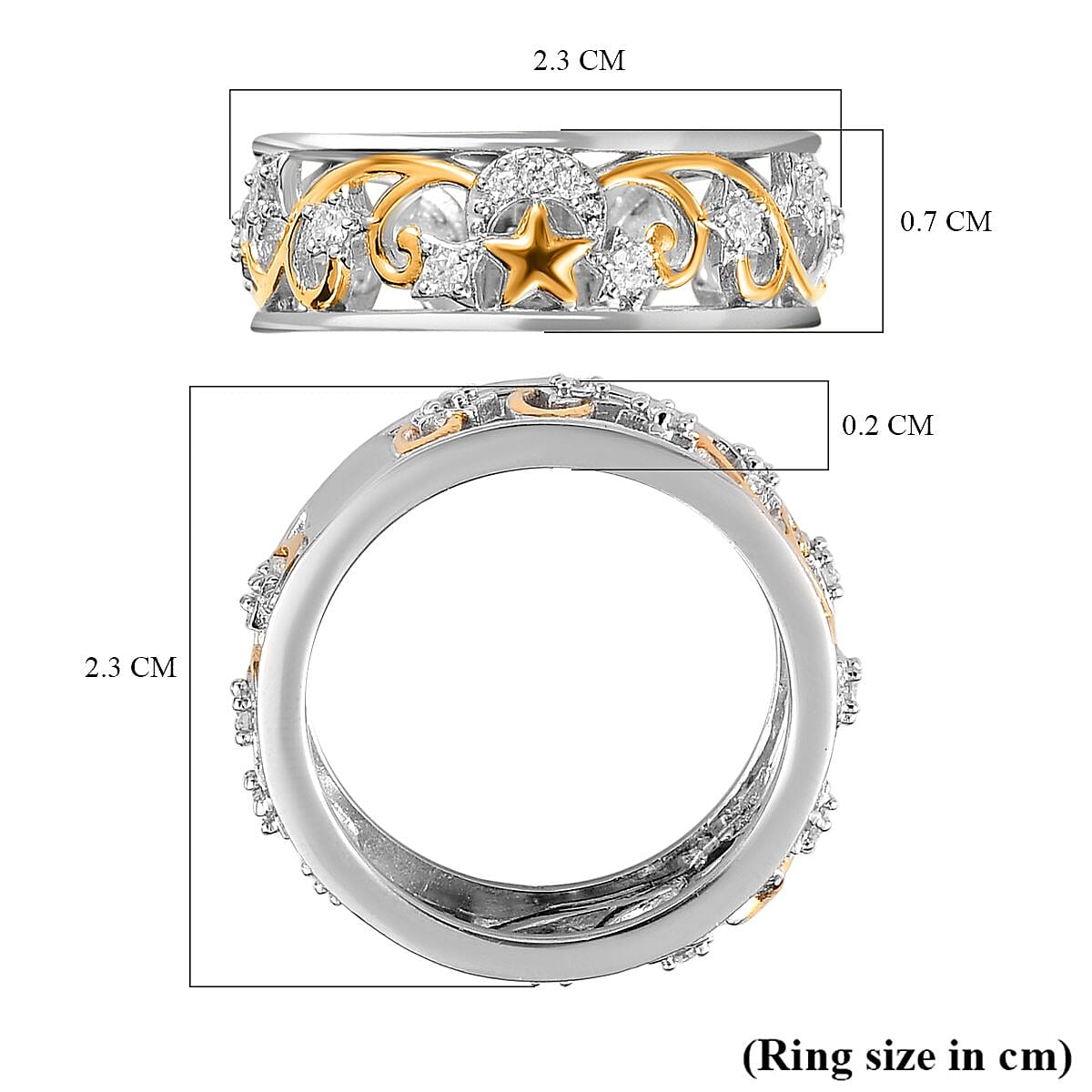 GP Celestial Collection - Moissanite Band Ring in 18K Vermeil Yellow Gold Plated Sterling Silver