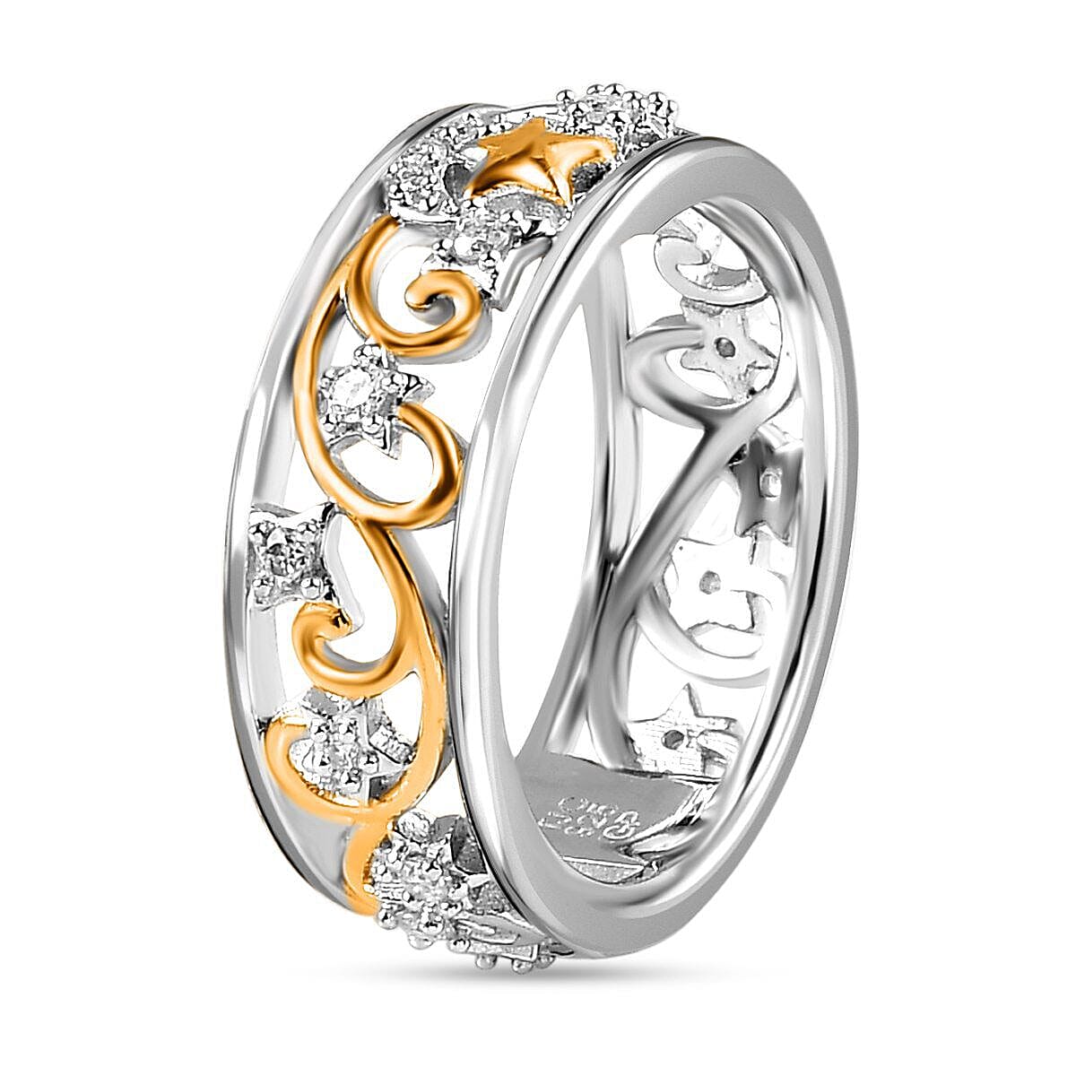 GP Celestial Collection - Moissanite Band Ring in 18K Vermeil Yellow Gold Plated Sterling Silver