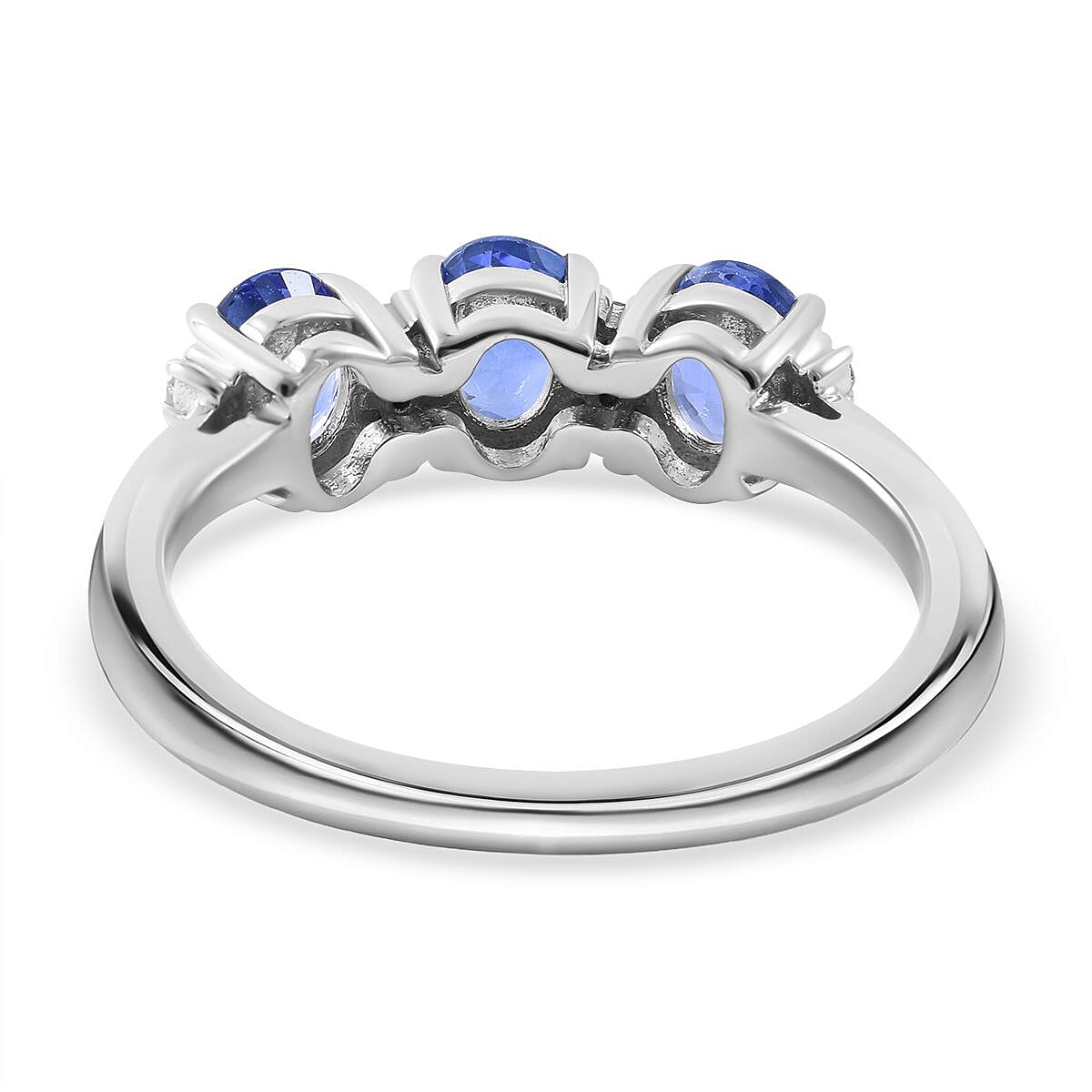 9K White Gold Ceylon Sapphire and Diamond Ring 1.23 Ct.