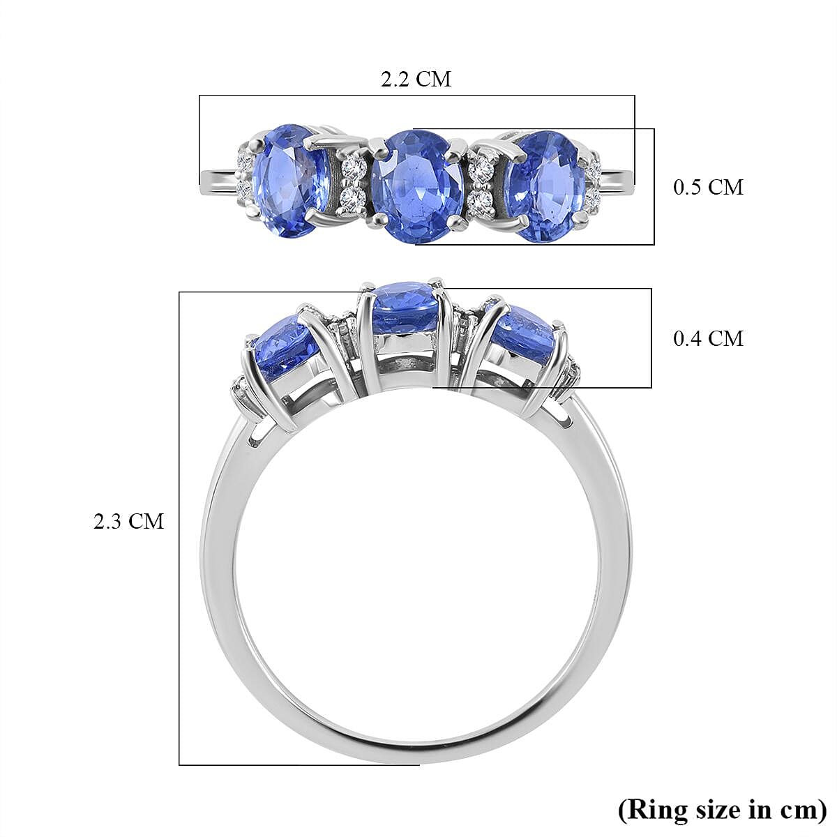 9K White Gold Ceylon Sapphire and Diamond Ring 1.23 Ct.