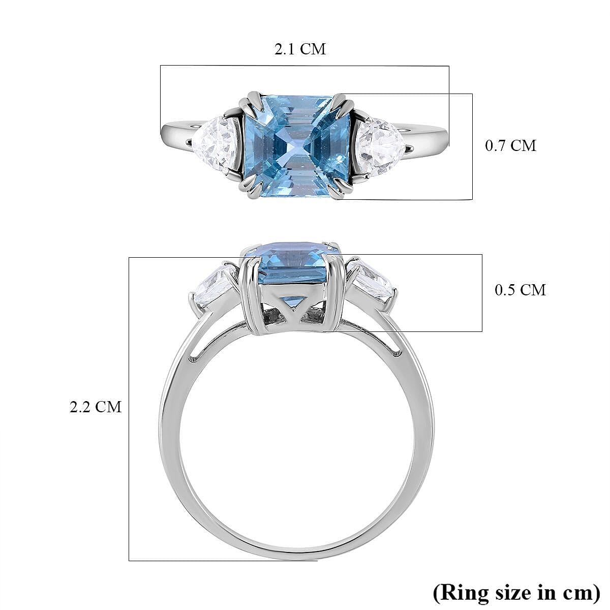 Glenstone Collection - 9K White Gold Natural Ratanakiri Blue Zircon and Natural Zircon Ring 2.75 Ct.