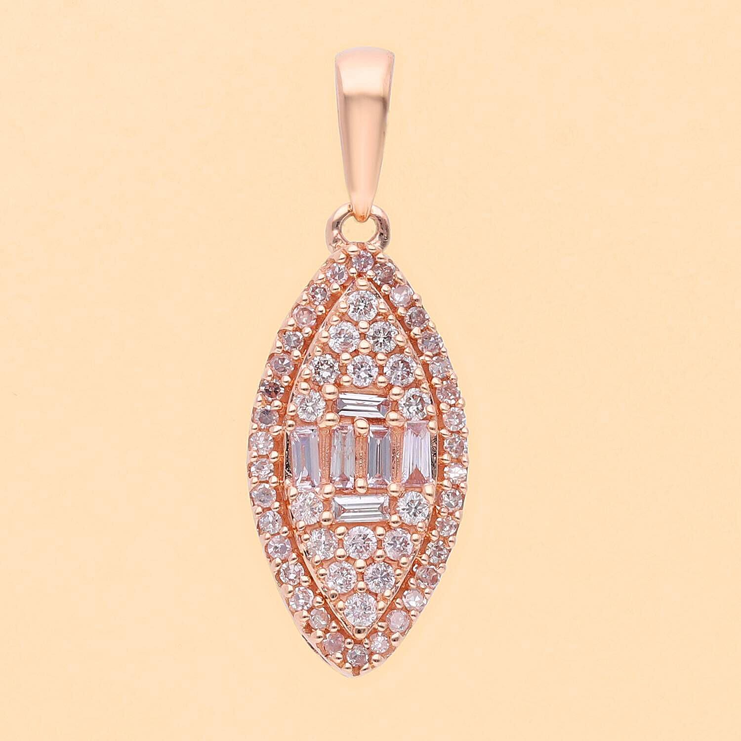 9K Rose Gold Certified Natural Pink Diamond Pendant 0.50 Ct.