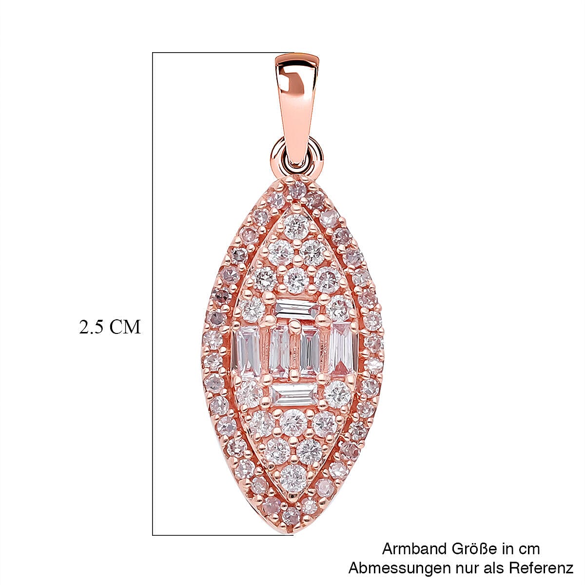 9K Rose Gold Certified Natural Pink Diamond Pendant 0.50 Ct.
