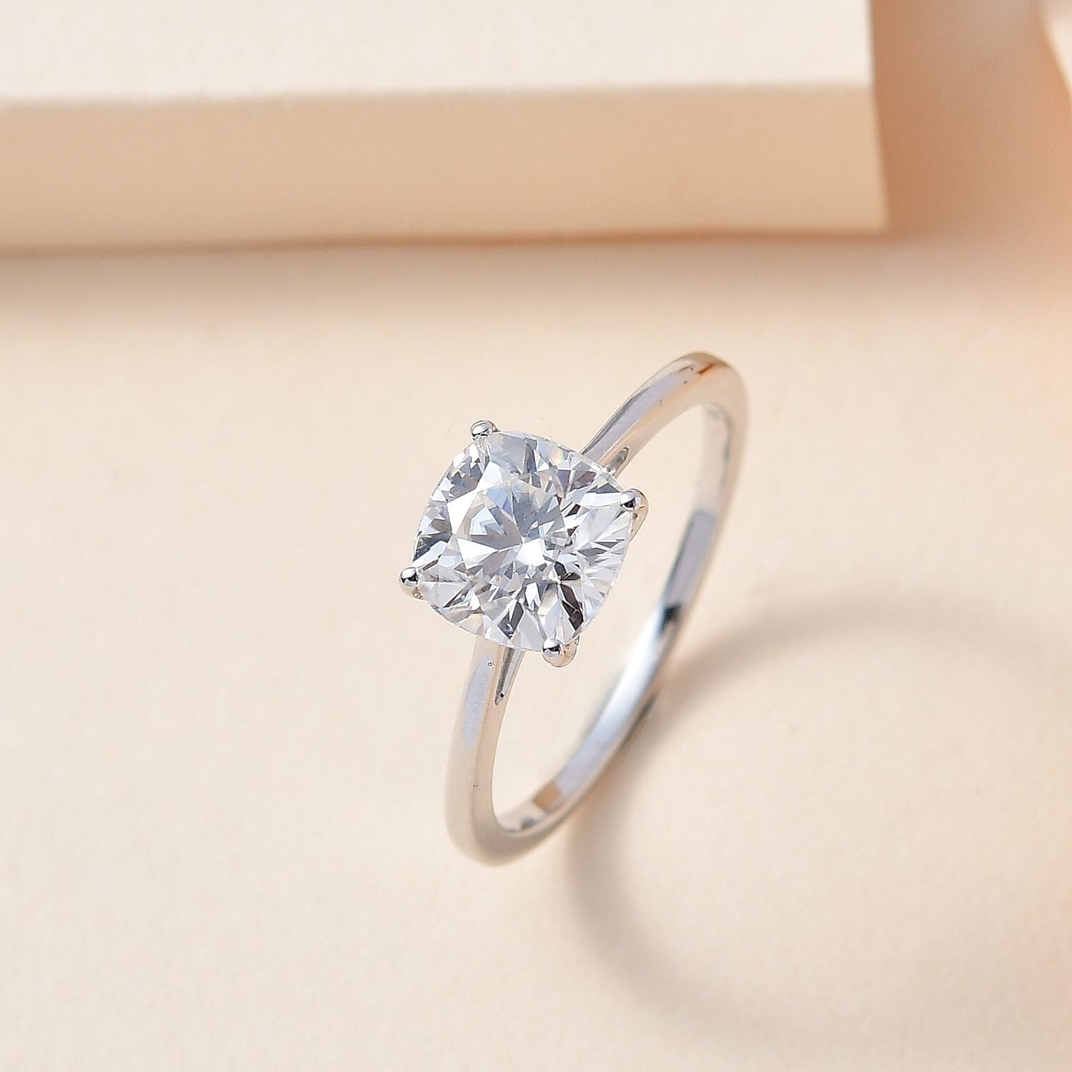 9K White Gold Moissanite Solitaire Ring 2.00 Ct.