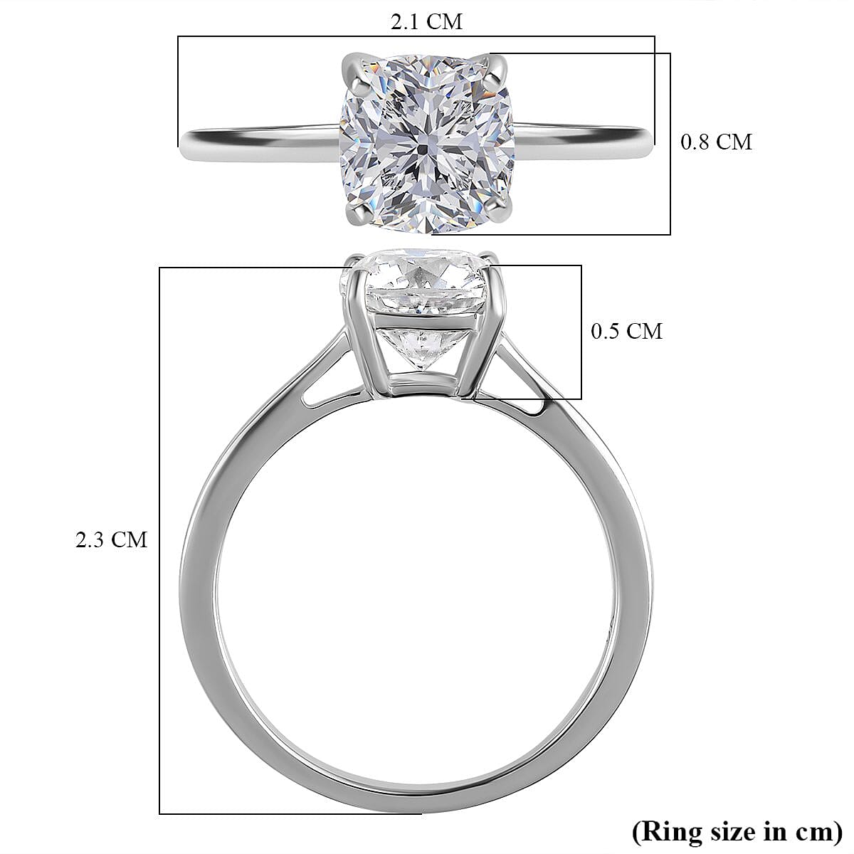 9K White Gold Moissanite Solitaire Ring 2.00 Ct.