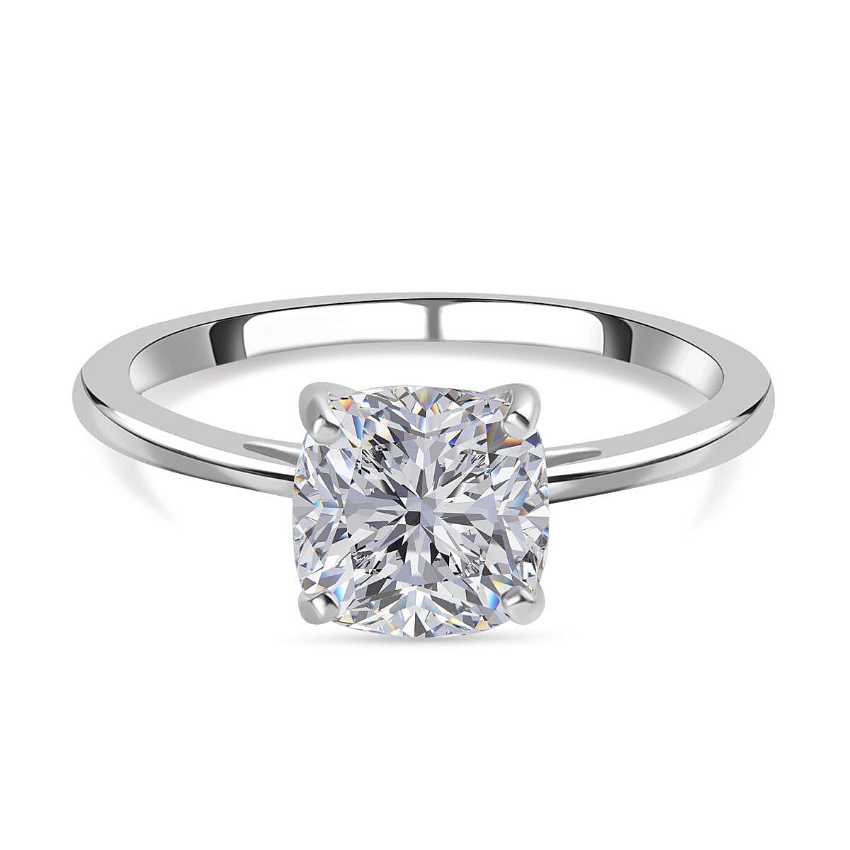 9K White Gold Moissanite Solitaire Ring 2.00 Ct.
