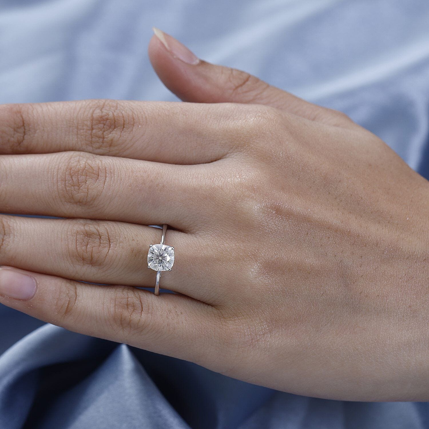 9K White Gold Moissanite Solitaire Ring 2.00 Ct.