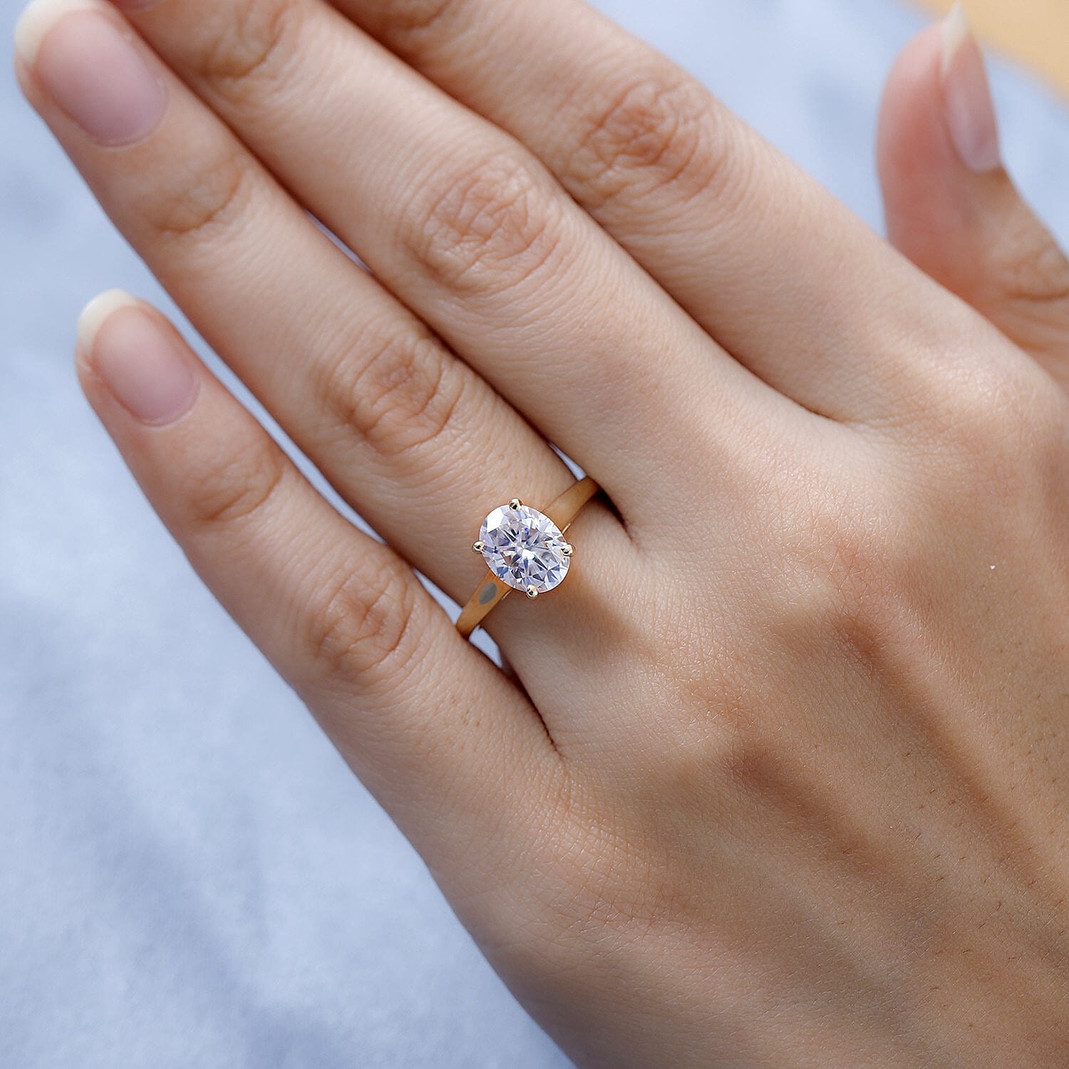 9K Yellow Gold Moissanite Ring 1.97 Ct.