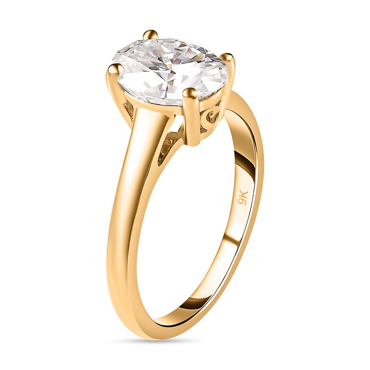 9K Yellow Gold Moissanite Ring 1.97 Ct.
