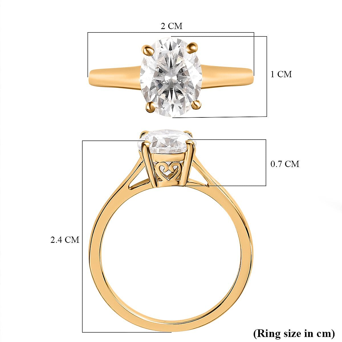 9K Yellow Gold Moissanite Ring 1.97 Ct.