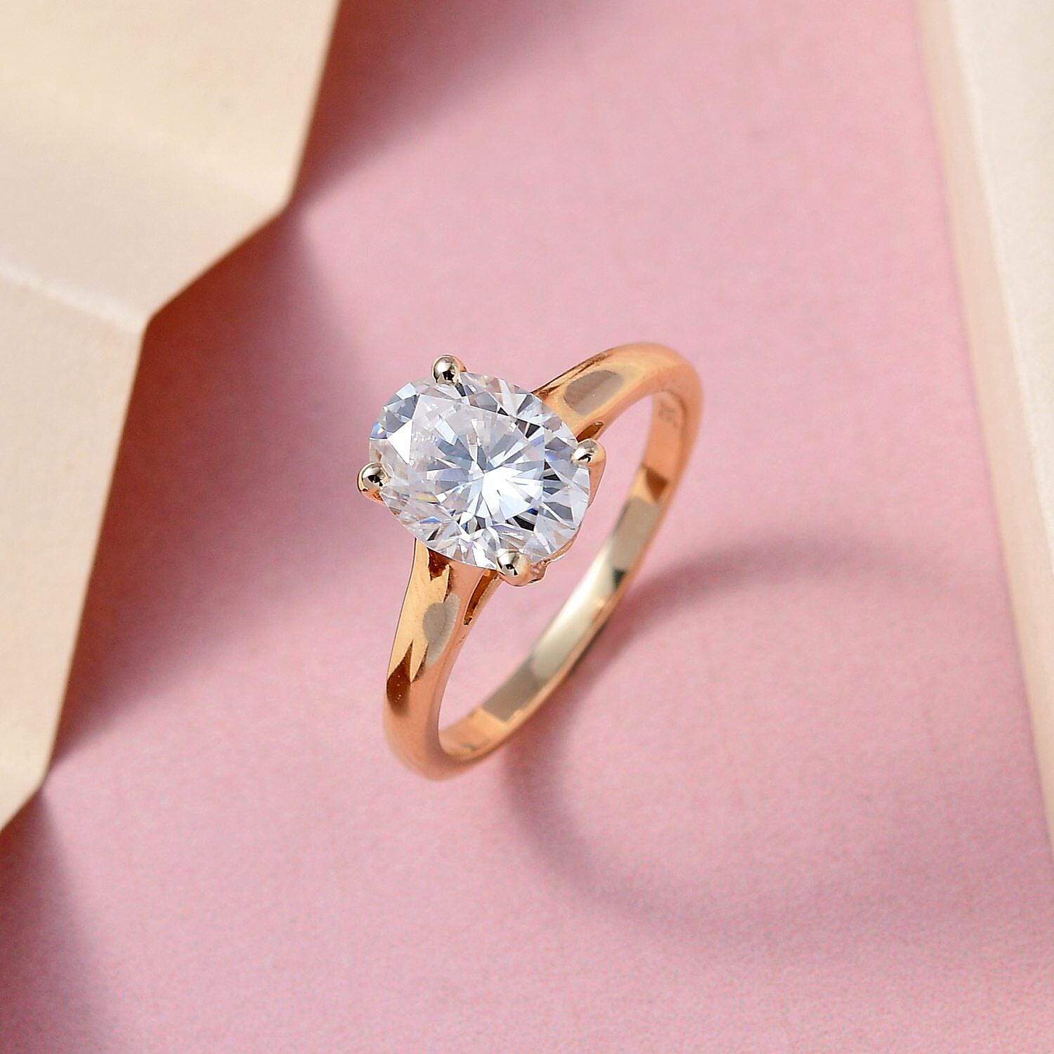 9K Yellow Gold Moissanite Ring 1.97 Ct.