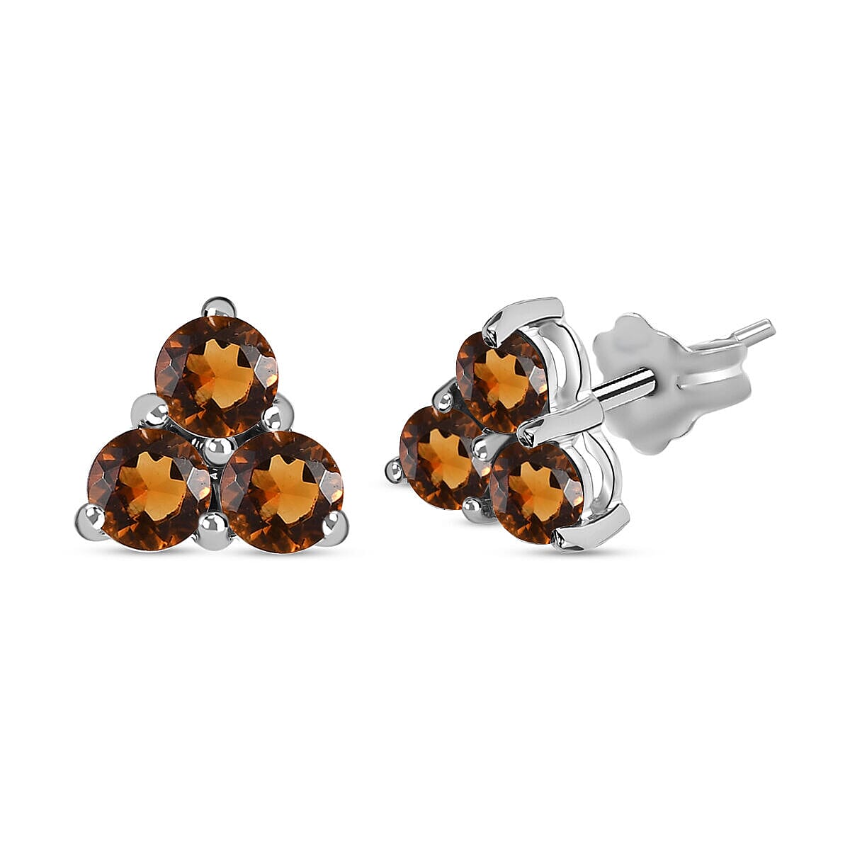 9K White Gold AA Serra Gaucha Citrine  Cluster Earring 0.64 ct,  Gold Wt. 0.84 Gms.