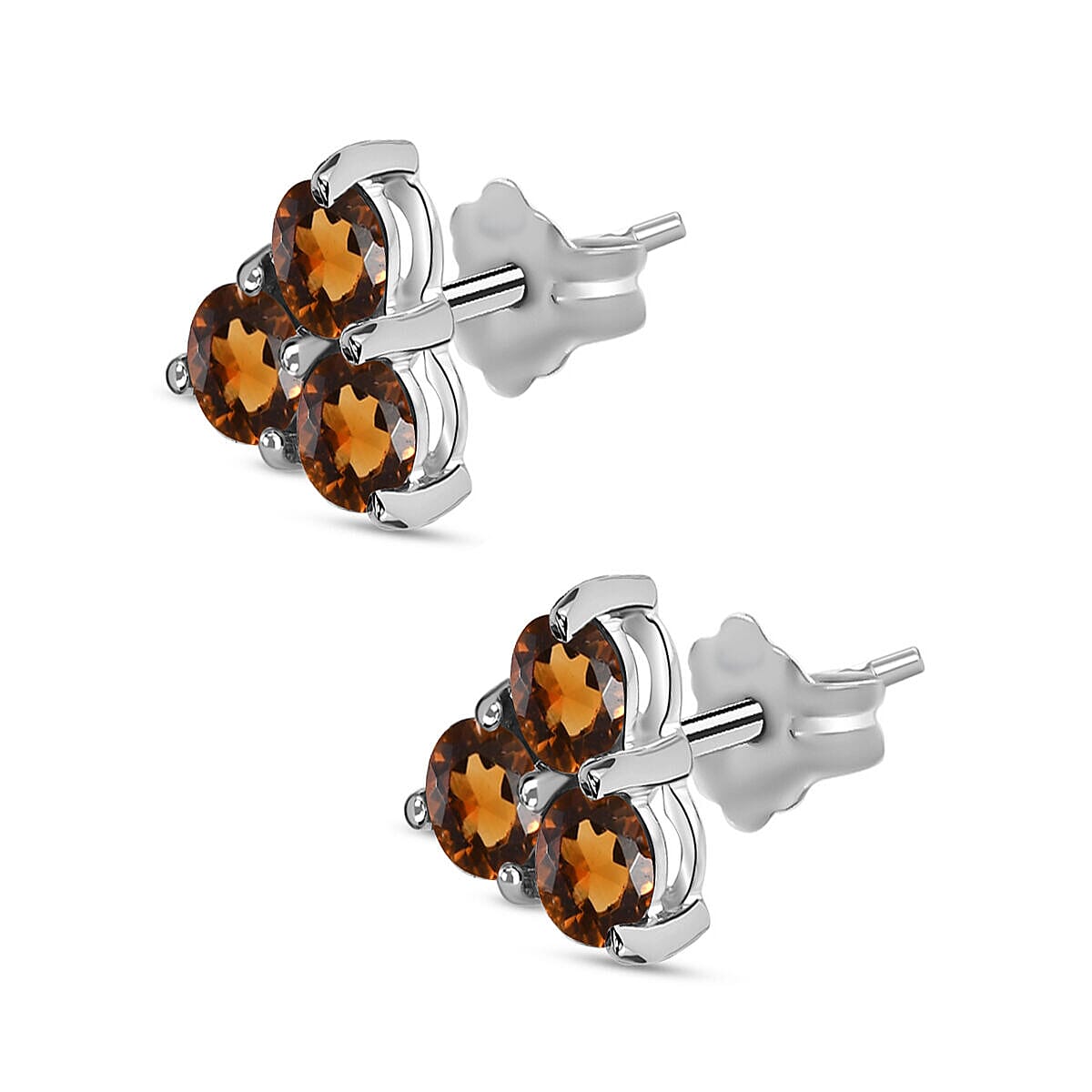 9K White Gold AA Serra Gaucha Citrine  Cluster Earring 0.64 ct,  Gold Wt. 0.84 Gms.
