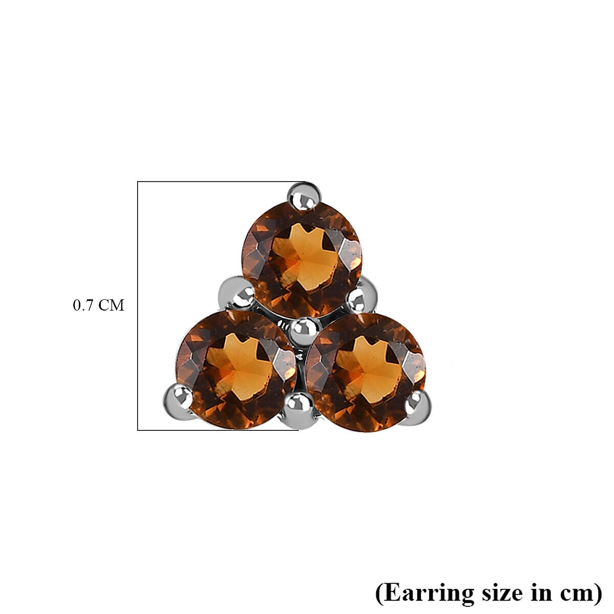 9K White Gold AA Serra Gaucha Citrine  Cluster Earring 0.64 ct,  Gold Wt. 0.84 Gms.