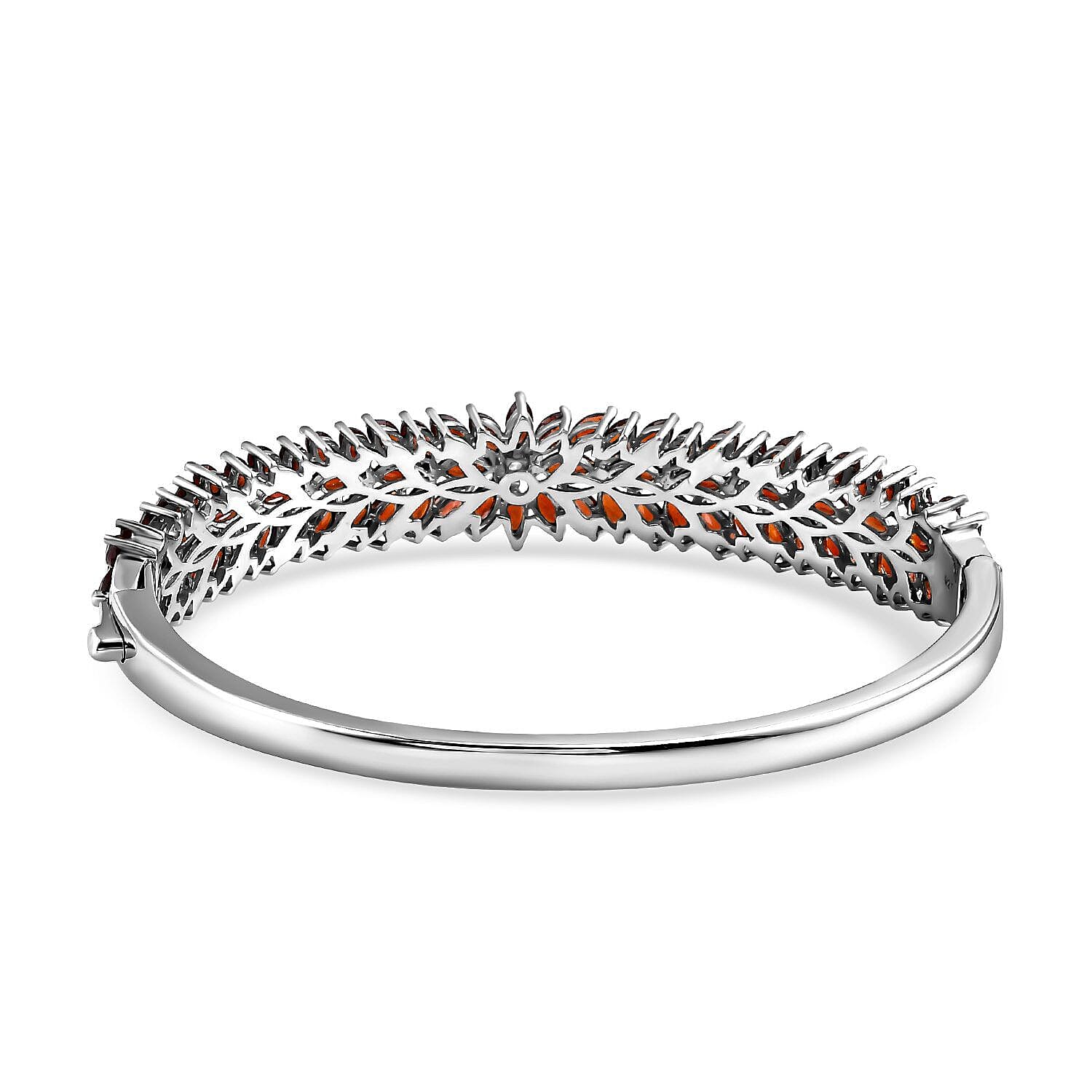 Mozambique Garnet and Natural Zircon Bangle (Size - 7.5 ) in Platinum Overlay Sterling Silver 11.780  Ct, Silver Wt. 21.50 Gms