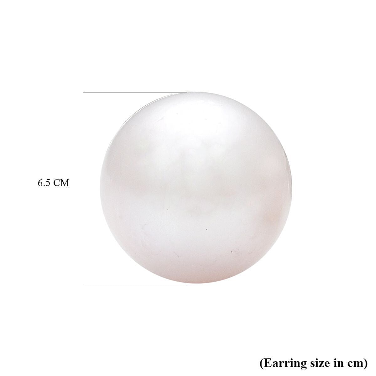 Japanese Akoya Pearl Ball Stud Earrings (with Push Back) in Rhodium Overlay Sterling Silver 